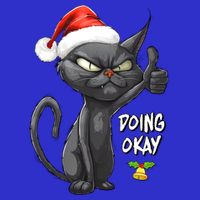 Holiday Xmas Christmas Cat Thumbs Up Doing Okay Sarcastic 16 in Basic Backpack