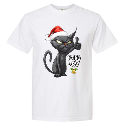 Holiday Xmas Christmas Cat Thumbs Up Doing Okay Sarcastic Garment-Dyed Heavyweight T-Shirt