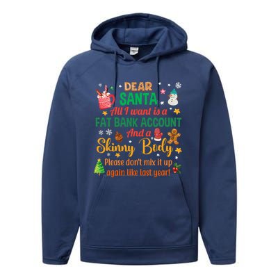 Happy Xmas Dear Santa All I Want Is A Fat Bank Account Meaningful Gift Performance Fleece Hoodie