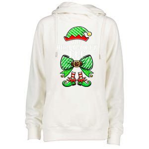 Holly Xmas Family Matching Jolly Elf Coquette Bow Christmas Gift Womens Funnel Neck Pullover Hood