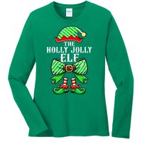 Holly Xmas Family Matching Jolly Elf Coquette Bow Christmas Gift Ladies Long Sleeve Shirt