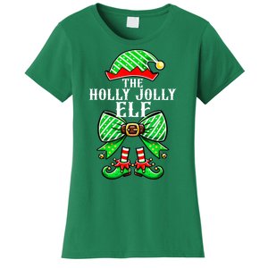 Holly Xmas Family Matching Jolly Elf Coquette Bow Christmas Gift Women's T-Shirt