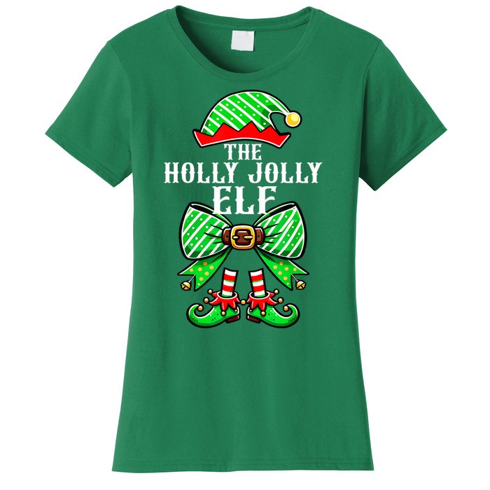 Holly Xmas Family Matching Jolly Elf Coquette Bow Christmas Gift Women's T-Shirt