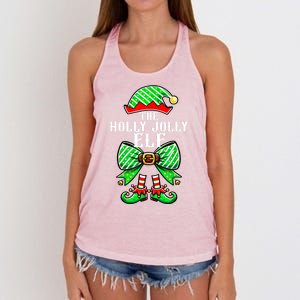 Holly Xmas Family Matching Jolly Elf Coquette Bow Christmas Gift Women's Knotted Racerback Tank