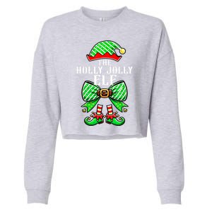 Holly Xmas Family Matching Jolly Elf Coquette Bow Christmas Gift Cropped Pullover Crew