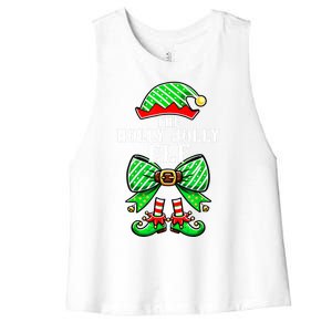 Holly Xmas Family Matching Jolly Elf Coquette Bow Christmas Gift Women's Racerback Cropped Tank