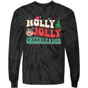 Holly Xmas Jolly Funny Christmas Cheerleader Disco Balls  Tie-Dye Long Sleeve Shirt