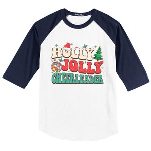 Holly Xmas Jolly Funny Christmas Cheerleader Disco Balls  Baseball Sleeve Shirt