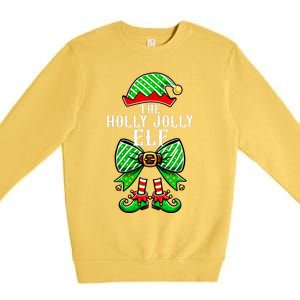 Holly Xmas Jolly Elf Coquette Bow Christmas Family Matching Premium Crewneck Sweatshirt