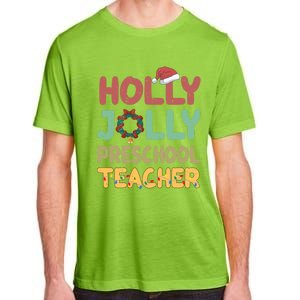 Holly Xmas Jolly Preschool Teacher Santa Hat Xmas Tree Light Cool Gift Adult ChromaSoft Performance T-Shirt