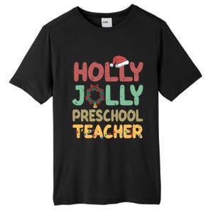 Holly Xmas Jolly Preschool Teacher Santa Hat Xmas Tree Light Cool Gift Tall Fusion ChromaSoft Performance T-Shirt