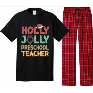 Holly Xmas Jolly Preschool Teacher Santa Hat Xmas Tree Light Cool Gift Pajama Set