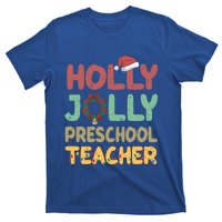 Holly Xmas Jolly Preschool Teacher Santa Hat Xmas Tree Light Cool Gift T-Shirt