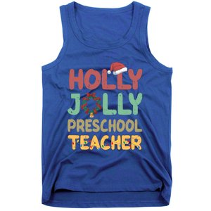 Holly Xmas Jolly Preschool Teacher Santa Hat Xmas Tree Light Cool Gift Tank Top