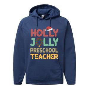 Holly Xmas Jolly Preschool Teacher Santa Hat Xmas Tree Light Cool Gift Performance Fleece Hoodie