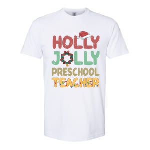 Holly Xmas Jolly Preschool Teacher Santa Hat Xmas Tree Light Cool Gift Softstyle CVC T-Shirt