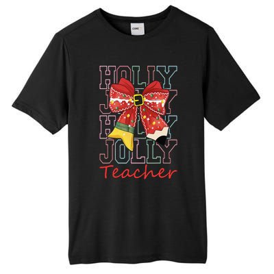 Holly Xmas Jolly Teacher Christmas Vibes Coquette Bow Retro Tall Fusion ChromaSoft Performance T-Shirt