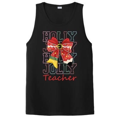 Holly Xmas Jolly Teacher Christmas Vibes Coquette Bow Retro PosiCharge Competitor Tank