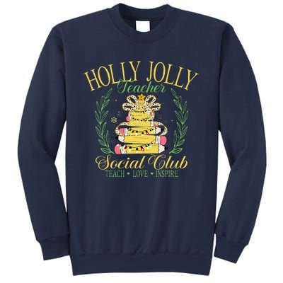 Holly Xmas Jolly Teacher Christmas Coquette Bow Retro Xmas Sweatshirt