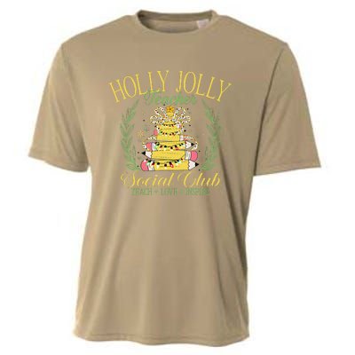 Holly Xmas Jolly Teacher Christmas Coquette Bow Retro Xmas Cooling Performance Crew T-Shirt