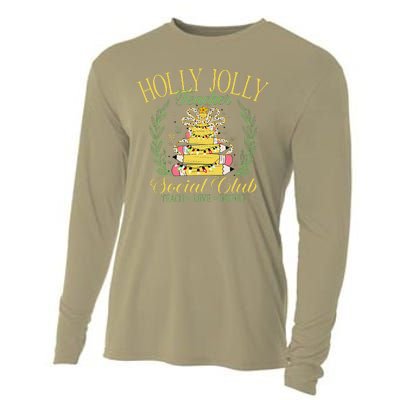 Holly Xmas Jolly Teacher Christmas Coquette Bow Retro Xmas Cooling Performance Long Sleeve Crew