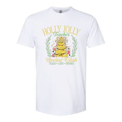 Holly Xmas Jolly Teacher Christmas Coquette Bow Retro Xmas Softstyle CVC T-Shirt