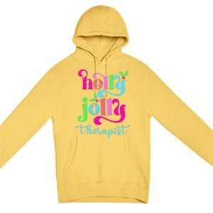 Holly Xmas Jolly Therapist Funny Matching Christmas Groovy Premium Pullover Hoodie