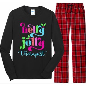 Holly Xmas Jolly Therapist Funny Matching Christmas Groovy Long Sleeve Pajama Set