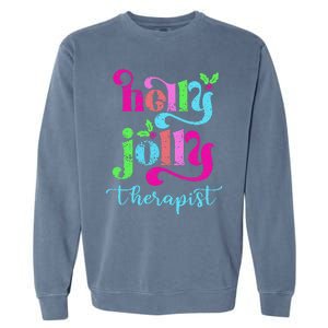 Holly Xmas Jolly Therapist Funny Matching Christmas Groovy Garment-Dyed Sweatshirt