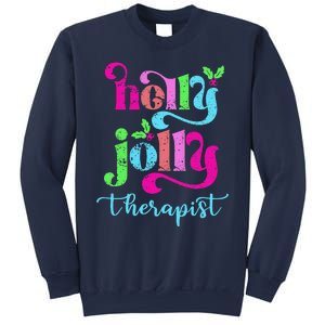 Holly Xmas Jolly Therapist Funny Matching Christmas Groovy Sweatshirt