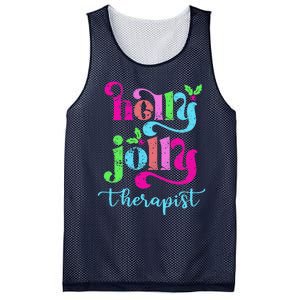 Holly Xmas Jolly Therapist Funny Matching Christmas Groovy Mesh Reversible Basketball Jersey Tank