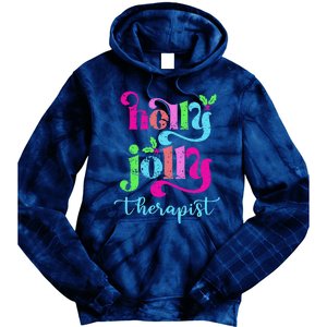 Holly Xmas Jolly Therapist Funny Matching Christmas Groovy Tie Dye Hoodie