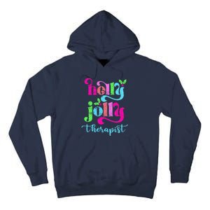 Holly Xmas Jolly Therapist Funny Matching Christmas Groovy Tall Hoodie