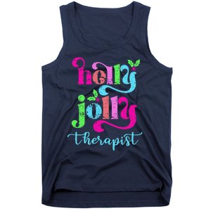 Holly Xmas Jolly Therapist Funny Matching Christmas Groovy Tank Top