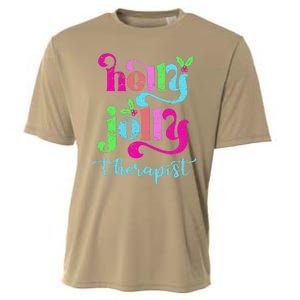 Holly Xmas Jolly Therapist Funny Matching Christmas Groovy Cooling Performance Crew T-Shirt