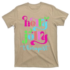 Holly Xmas Jolly Therapist Funny Matching Christmas Groovy T-Shirt