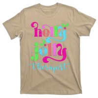 Holly Xmas Jolly Therapist Funny Matching Christmas Groovy T-Shirt