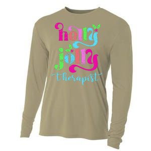 Holly Xmas Jolly Therapist Funny Matching Christmas Groovy Cooling Performance Long Sleeve Crew