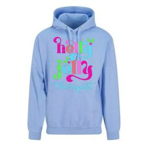 Holly Xmas Jolly Therapist Funny Matching Christmas Groovy Unisex Surf Hoodie