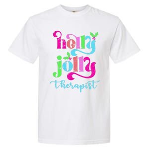 Holly Xmas Jolly Therapist Funny Matching Christmas Groovy Garment-Dyed Heavyweight T-Shirt