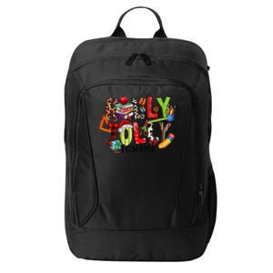 Holly Xmas Jolly Teacher Elements Christmas Teaching Pajama City Backpack