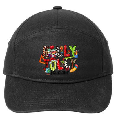 Holly Xmas Jolly Teacher Elements Christmas Teaching Pajama 7-Panel Snapback Hat