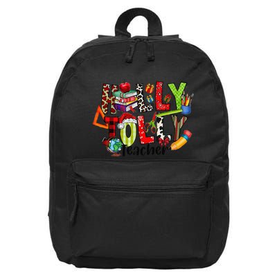 Holly Xmas Jolly Teacher Elements Christmas Teaching Pajama 16 in Basic Backpack