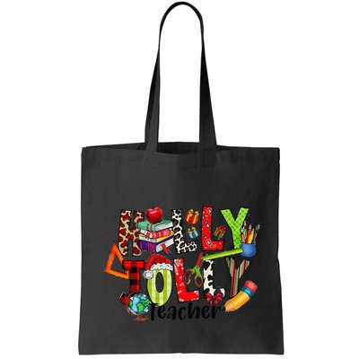 Holly Xmas Jolly Teacher Elements Christmas Teaching Pajama Bag