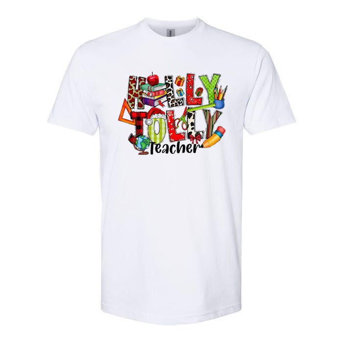 Holly Xmas Jolly Teacher Elements Christmas Teaching Pajama Softstyle CVC T-Shirt