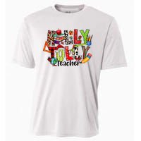 Holly Xmas Jolly Teacher Elements Christmas Teaching Pajama Cooling Performance Crew T-Shirt