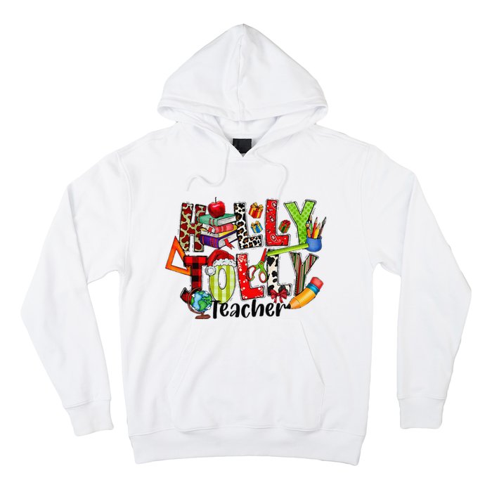 Holly Xmas Jolly Teacher Elements Christmas Teaching Pajama Hoodie