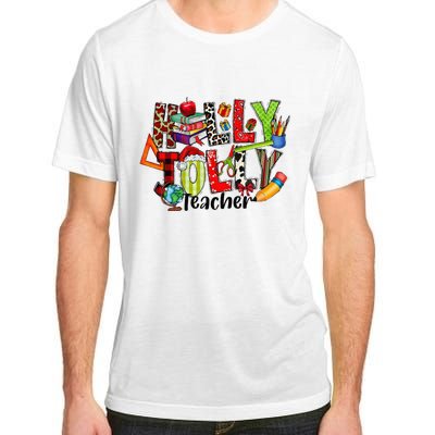 Holly Xmas Jolly Teacher Elements Christmas Teaching Pajama Adult ChromaSoft Performance T-Shirt