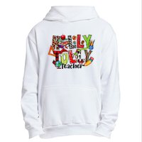 Holly Xmas Jolly Teacher Elements Christmas Teaching Pajama Urban Pullover Hoodie