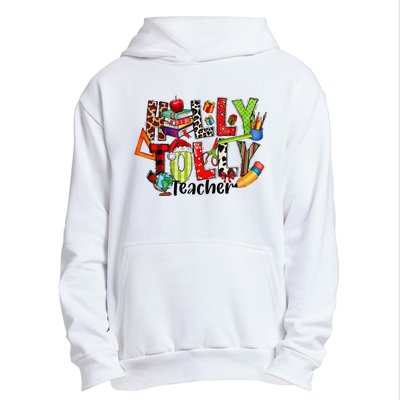 Holly Xmas Jolly Teacher Elements Christmas Teaching Pajama Urban Pullover Hoodie